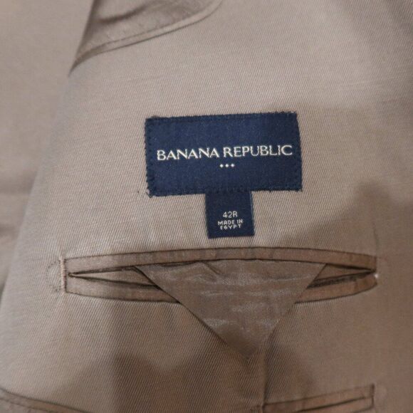 Banana Republic Men 42R Blazer Jacket Linen Tan Khaki Wedding formal office even - Picture 7 of 13